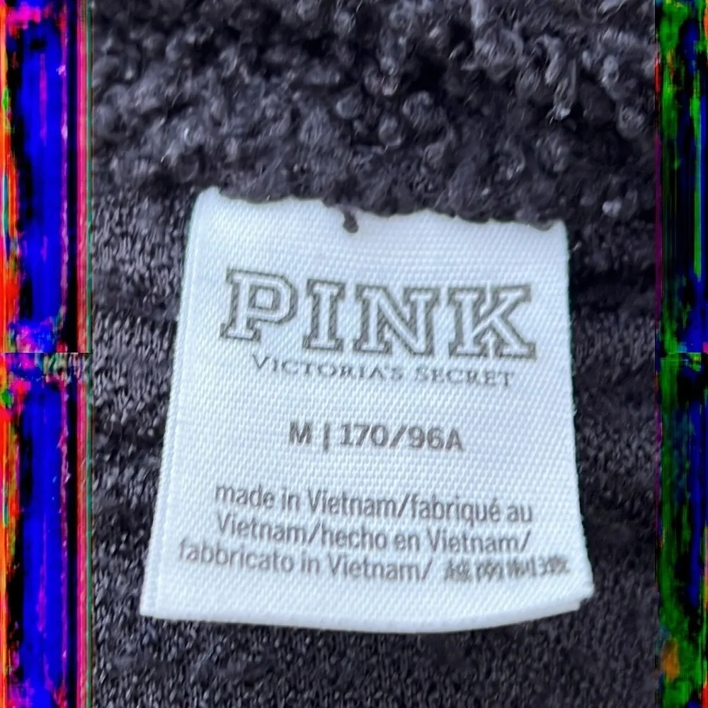 PINK Victoria's Secret Black Fleece Boucle Snap up Jacket Women's Size M